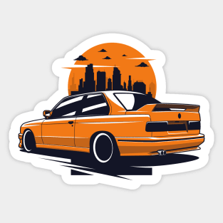 Orange E30 M classic city skyline Sticker